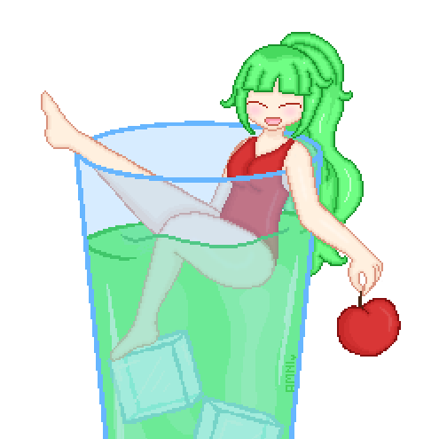 A pixel render of Soda's mascot Melomi